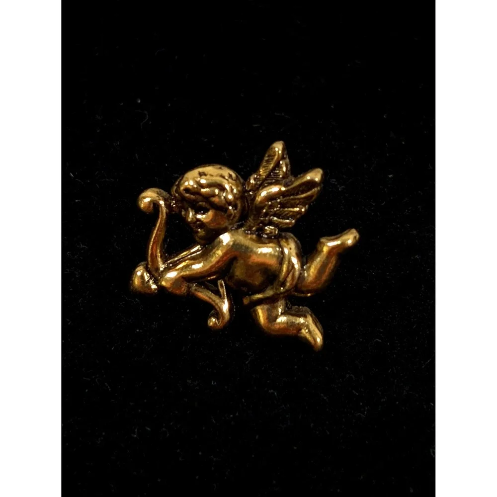 Vintage Avon Cherub Angel Tack Pin Gold Tone Signed‎ Cupid Brooch